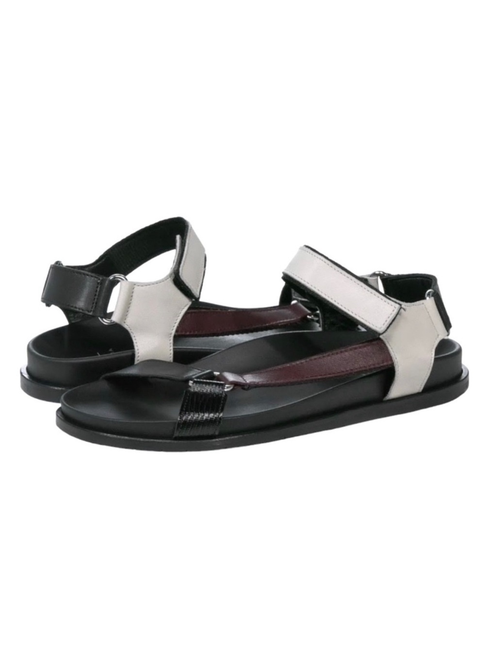 Aquatalia Isabela Sandal Leather Black White Maroon Burgundy Red Size 10